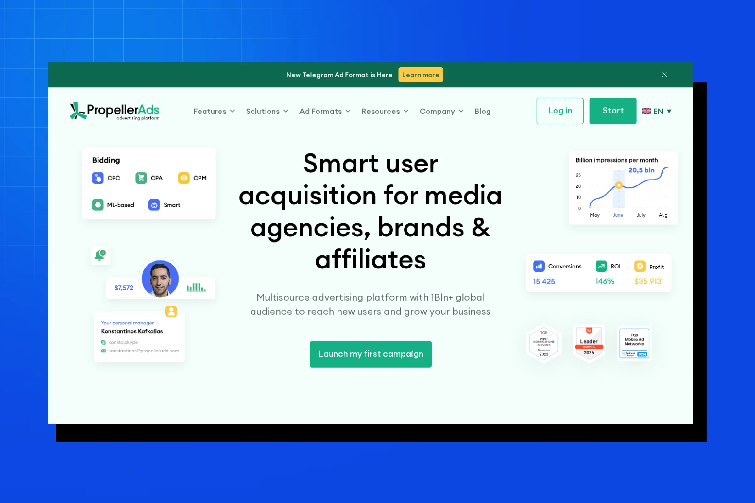 C) Propellerads Aggressive Formats For Global Traffic
